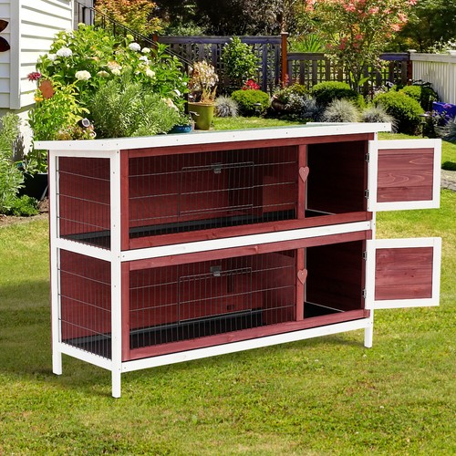Pawhut rabbit hutch guinea - rabbit,