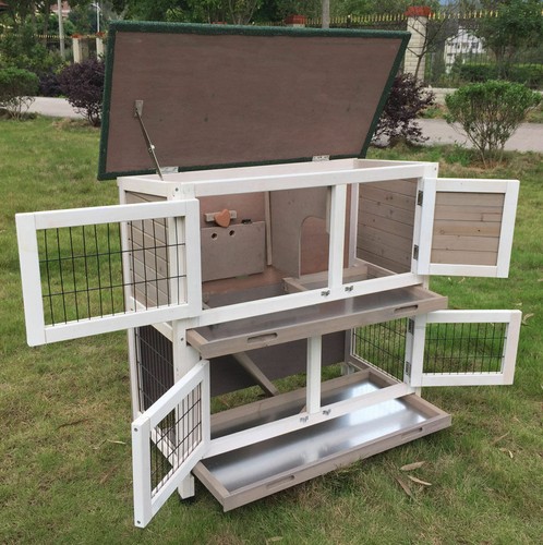 Grey rabbit hutch - hutch, guinea