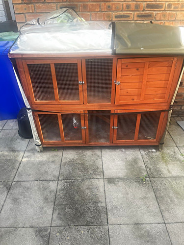 Wooden tier rabbit hutch - wooden,