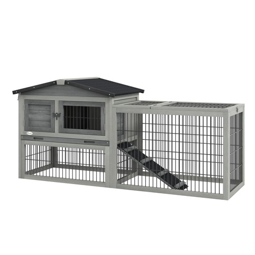 Pawhut rabbit hutch wooden - pawhut,