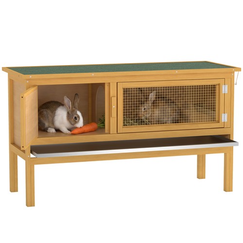 Pawhut wooden rabbit hutch - wooden,
