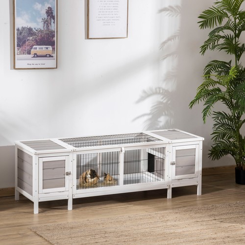 Pawhut rabbit hutch - hutch,, guinea