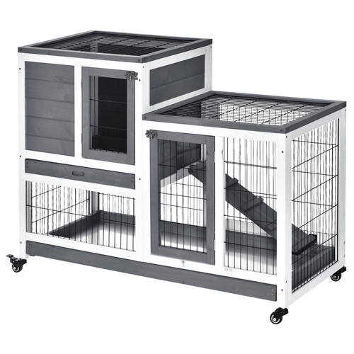Pawhut wooden rabbit hutch - pawhut,