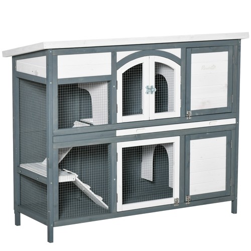 Pawhut rabbit hutch - hutch, outdoor