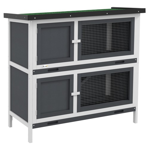 Pawhut rabbit hutch double - rabbit, hutch,